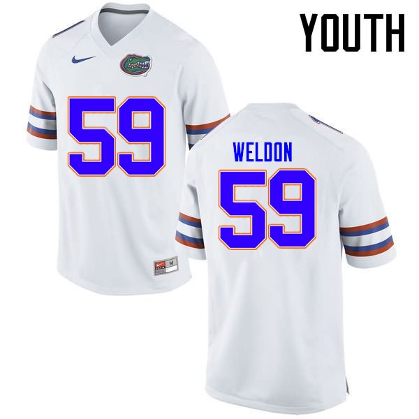 Youth NCAA Florida Gators Danny Weldon #59 Stitched Authentic Nike White College Football Jersey UEP1765YH